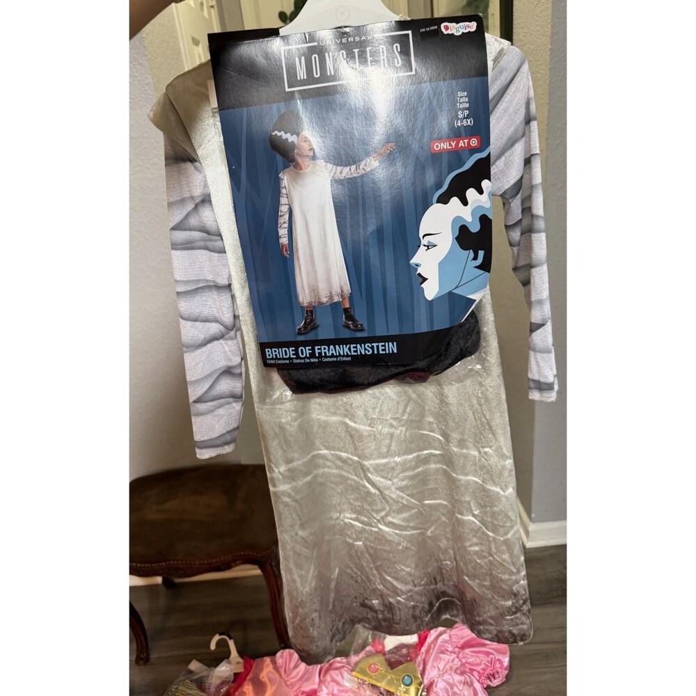 Monsters BRIDE OF FRANKENSTEIN Halloween Costume S/P 4-6x Dress Headpiece